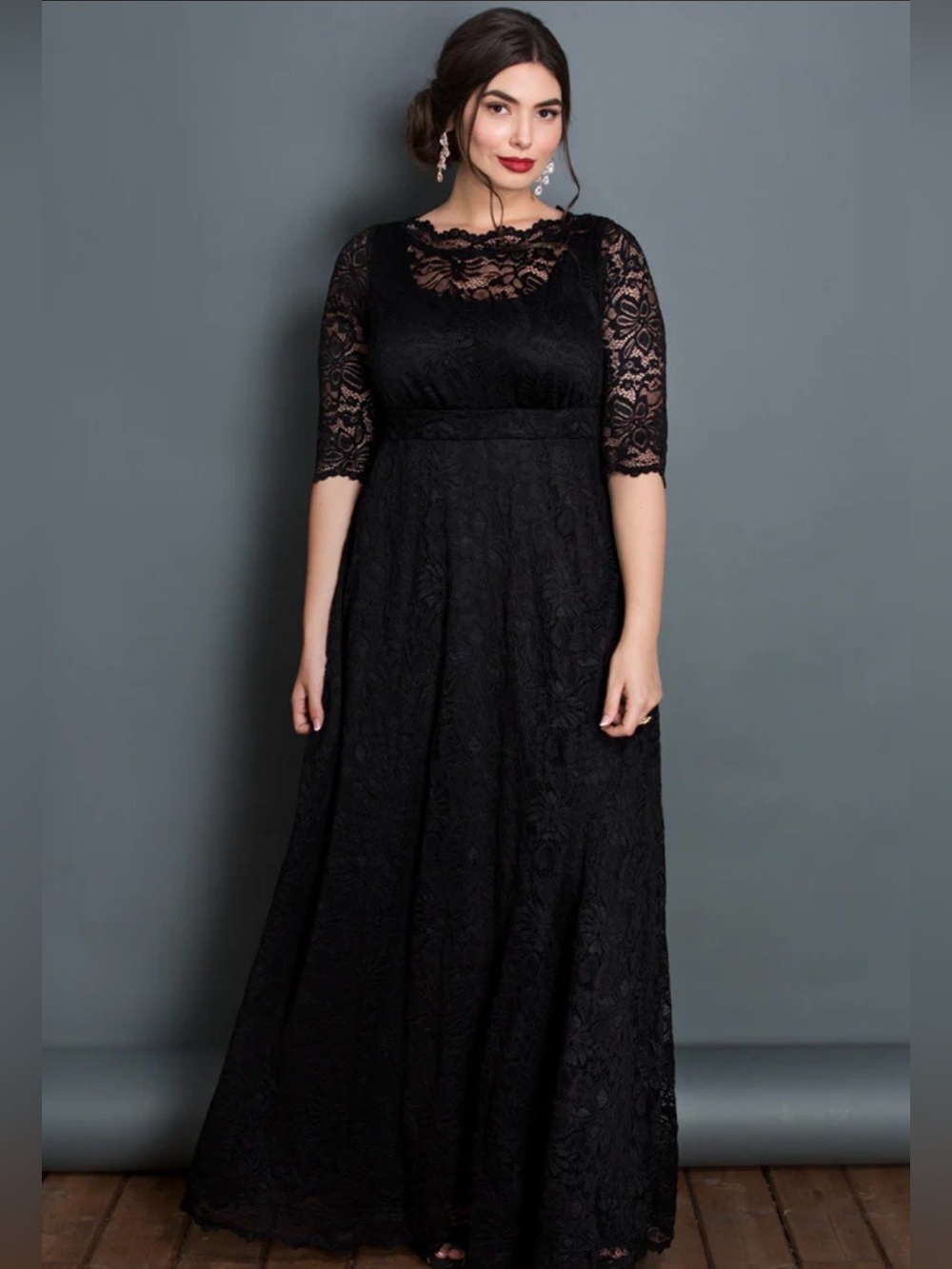 Kiyonna Leona Black Lace Dress in a size 2 (women’s plus size 18-20)